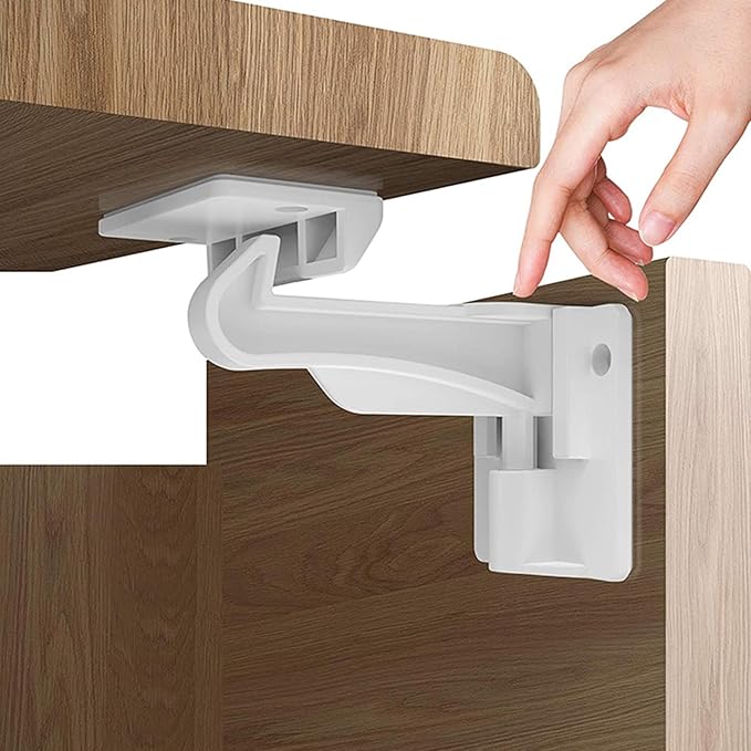 15 Pack Upgraded Invisible Baby Proofing Cabinet Latch Locks ??No Drilling or Tools Required, Strong Adhesive, Works with Countertop Overhangs, Secure Child Safety Locks for Cabinets & Drawers