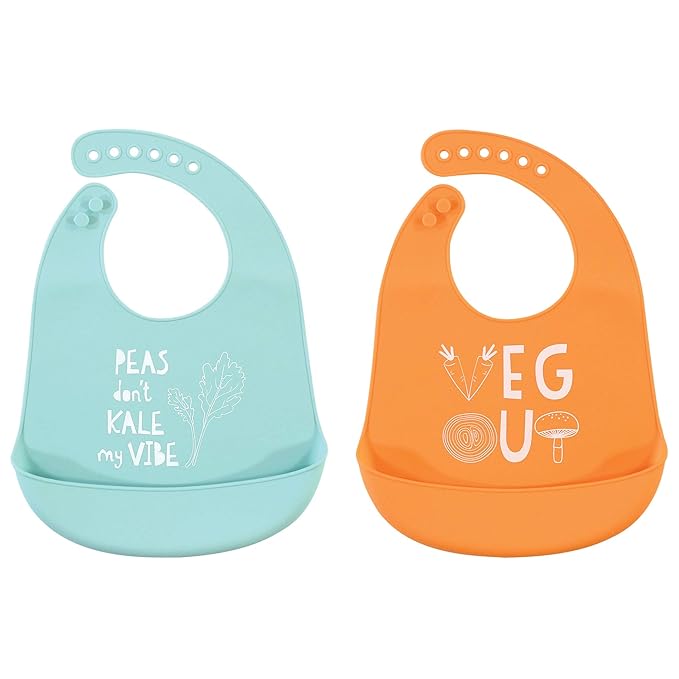 Hudson Baby Unisex Baby Silicone Bibs, Kale, One Size
