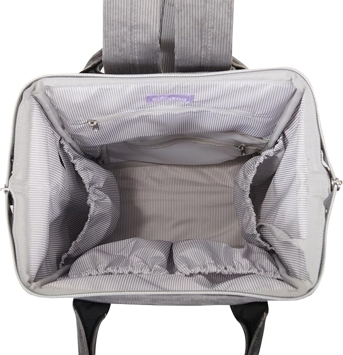 SUNVENO Velvet Stitching Diaper Bag Backpack Large Capacity Tote Shoulder Nappy Bag Organizer for Baby Care with Insulated Pockets,Waterproof Fabric, Grey