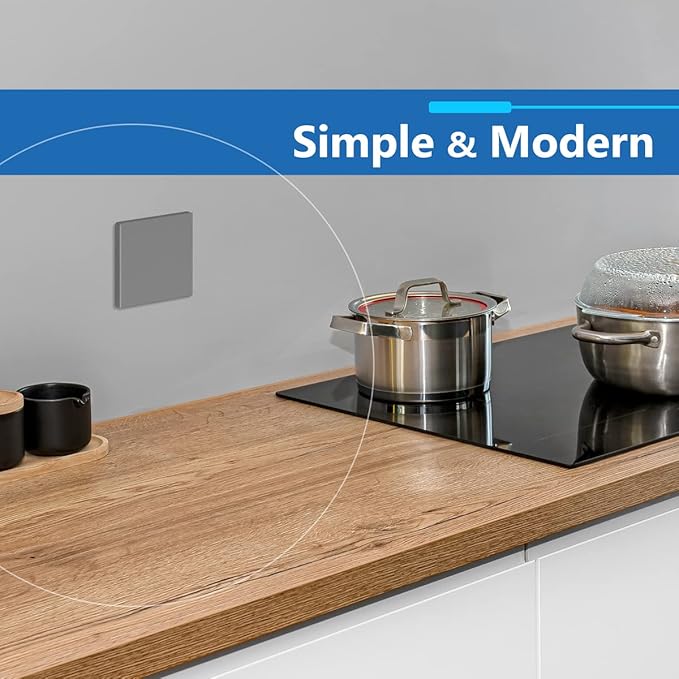 LIDER Double Blank Wall Plate, Temperature and Impact Resistant, UL Listed, Polycarbonate Thermoplastic, Screwless Design, Matte Finish, Modern Upgrade, Midsize, 2-Gang, 4.88??x 4.92?? Gray, 10 Pack