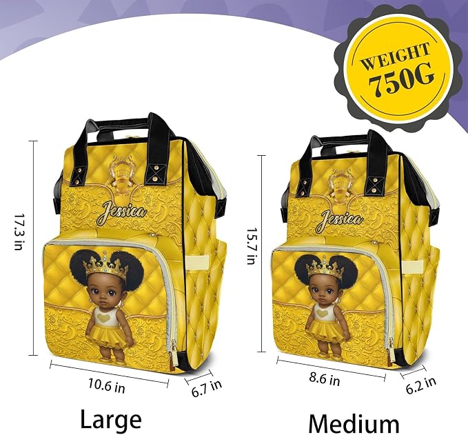 Custom Diaper Bag with Name Personalized Multifunctional Mommy Backpack for Shoulders Outdoor Backpack for Newborn Baby Crown-Thermal Pockets Nursing Bags
