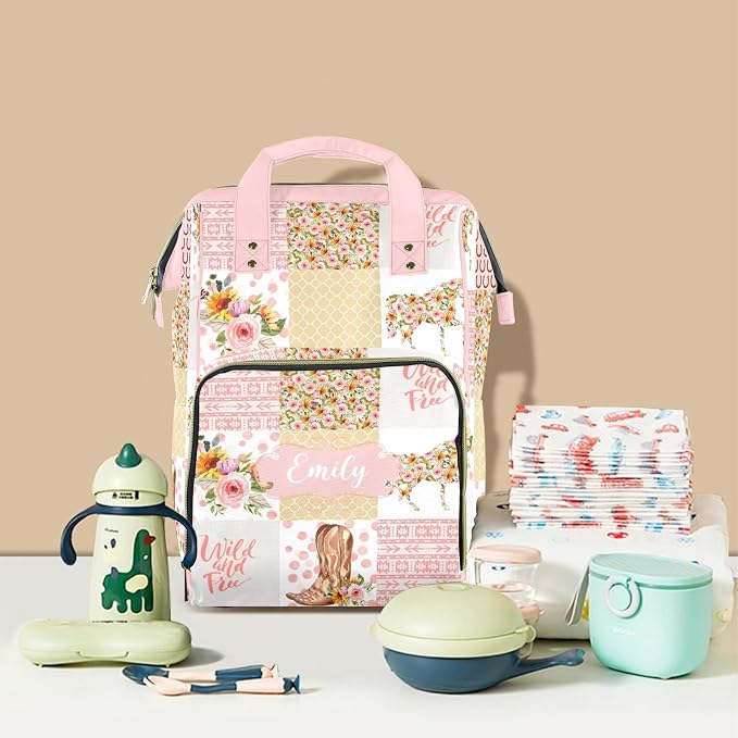 Custom Diaper Bag for Baby Customized Floral Horse Baby Bag Personalized Nursing Bags with Name Custom Name Mommy Daypack Bag Tote Bag Gifts