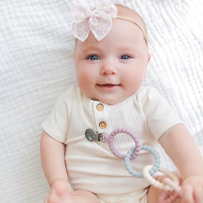 Ryan & Rose Cutie Clinks Attachable Teether Chew Toy for Babies (Blossom)