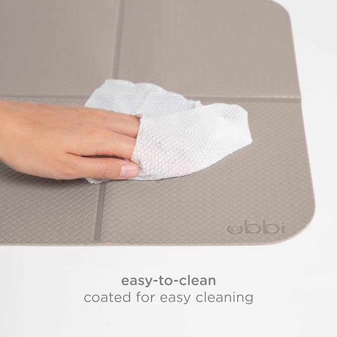Ubbi On-The-Go Diaper Changing Baby Mat, Soft and Comfortable Diaper Bag Accessory Must Have for Newborns, Easy to Clean, Portable Folding Pad, Baby Traveling Accessories, Taupe (Pack of 2)
