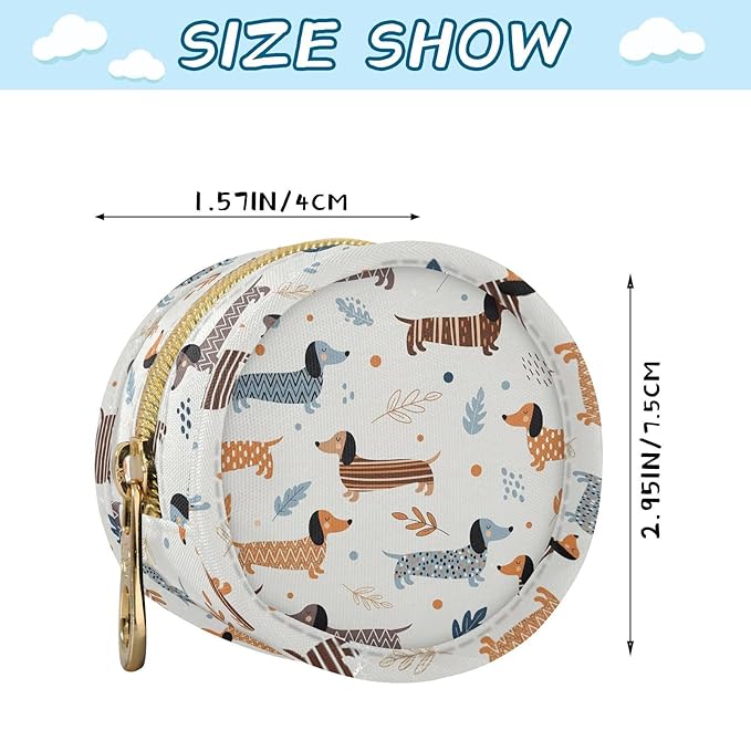Dachshund Dogs Cute Pattern Baby Pacifier Holder Case with Clip Portable Pacifier Storage Organizer Round Container Pouch Box Fits Diaper Bag Stroller Purse