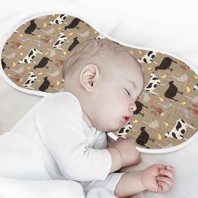 Muslin Burp Cloths for Baby Boys and Girls - 1-Pack Ultra Absorbent Farm Animals Muslin Washcloths, Newborn Towel, Milk Spit Up Rags, Burp Cloth Bib for Unisex, 22 x 11 Inch