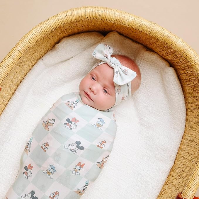 Copper Pearl Large Premium Knit Baby Swaddle Receiving Blanket Mickey Mouse & Friends