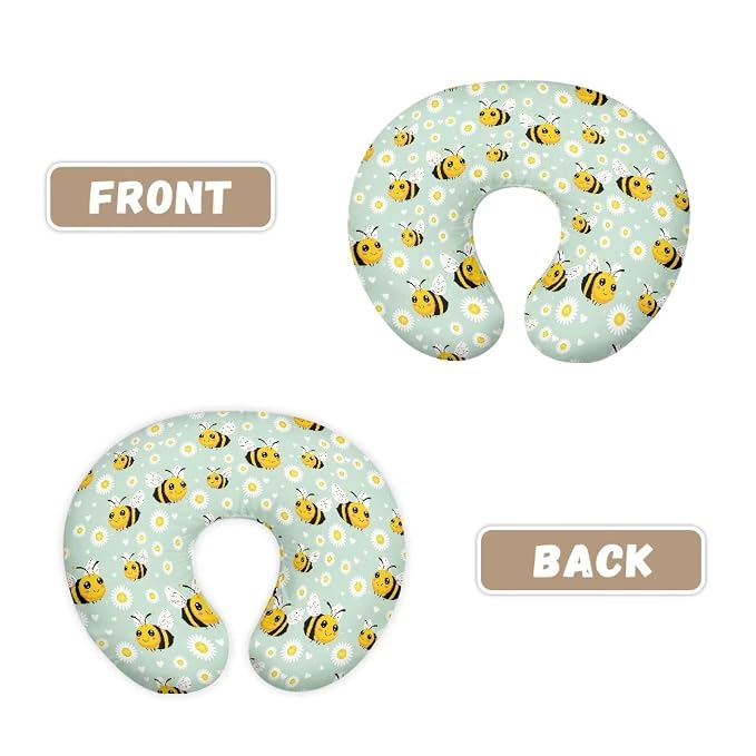 Bee Daisy Breastfeeding Pillow Cover Nursing Cover for Newborn Girls Boys Super Soft and Comfortable Slipcover Gift, 2 Packs