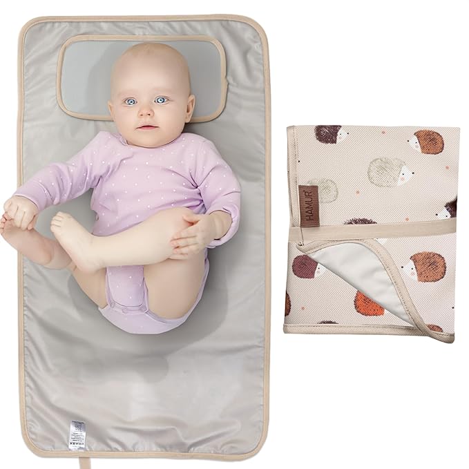 Hamur Home Portable Changing Pad ??Waterproof, Washable & Easy Wipe Clean, Foldable Travel Baby Changing Mat for Diaper Bag, Compact & Lightweight, Must-Have for Newborns (Urchin Pattern)