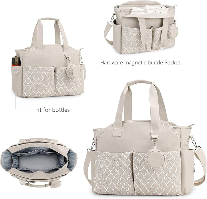 Lmbabter Diaper Bag Tote with Changing Station Upgrade Multi-Function Baby Bag with Adjustable Shoulder Strap