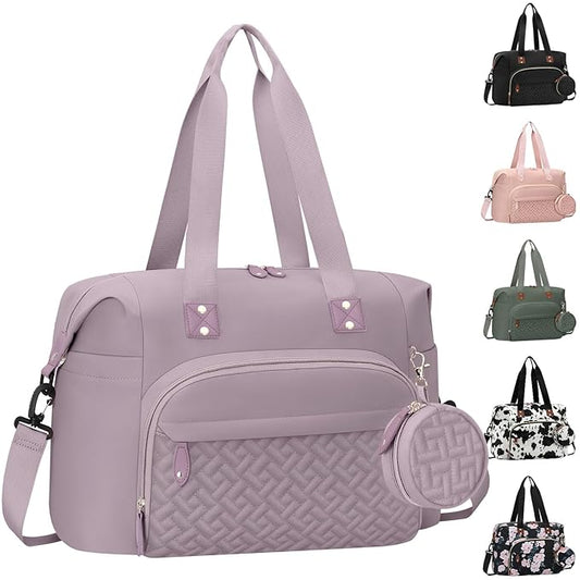 Tenot Diaper Bag Tote with Pacifier Case, Baby Bag for Women with Shoulder Straps, Travel Diaper Tote for for Mom and Dad Medium Size, Purper
