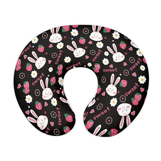 Strawberry Rabbit Nursing Pillow Cover, Washable & Breathable Nursing Pillow Case for Newborn Breastfeeding Pillow Slipcover for Baby Boys & Girls
