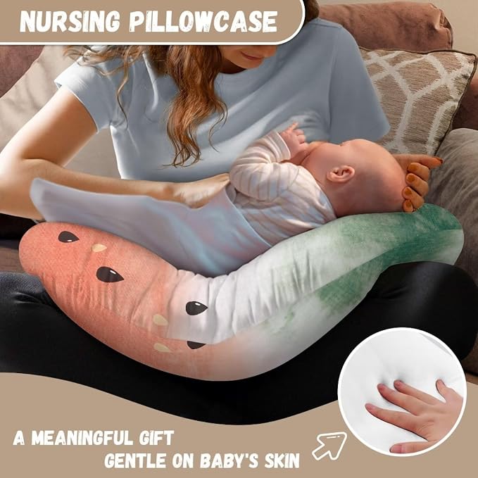 Watermelon Nursing Pillow Cover for Baby Boys Girls, Ultra Soft Replacement Breastfeeding Bottle Feeding Pillow Cover Washable Pillow Cover Keep Pillow Core Clean