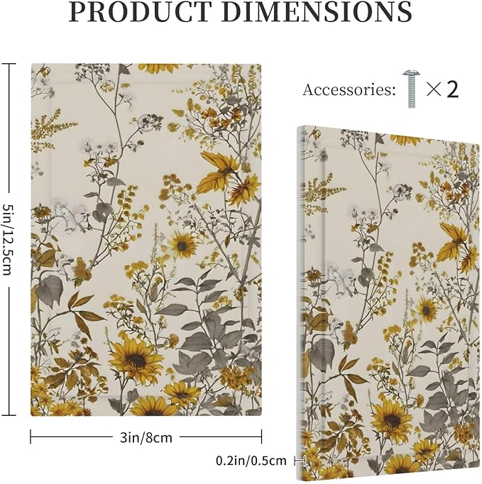 Boho Wildflowers Daisies Sunflowers Plant Floral Light Switch Cover Plate 1 Gang No Device Blank Electrical Wall Plates Faceplate Decorative Switch Plate Covers for Bedroom Living Room Decor
