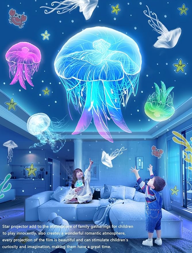 Kids Night Light Projector + 21 Sets of Films, Projector Night Light for Kids Bedroom, Ceiling, Star Galaxy Projector for Baby Girls with 360° Rotation, Dimmable for Birthday, Christmas, Room Decor