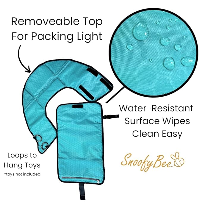 SnoofyBee - Portable Playtime Changing Pad: 3-in-1 Diaper Clutch, Changing Station, and Clean Hands Toy Barrier. Water-Resistant and Stylish, with Dual Storage Pockets. Black-2024-Improved-Version