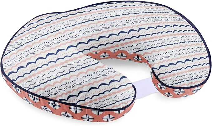 Bacati - Tribal Hugster Nursing Ultra-Soft 100% Cotton Fabric in a Fashionable Two-Sided Design, Fits All Hugster Nursing Pillows (Coral/Navy, Nursing Pillow Cover Only)