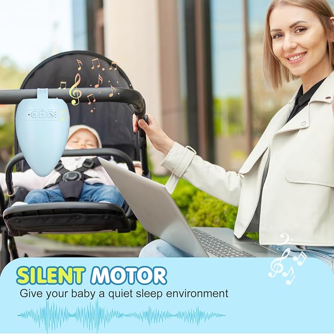 Baby Stroller Rocker Rechargeable, 11 Soothing Sounds Sleep Soother with Cry Activated Sensor, Adjustable Speed with 15,30,45 Minute Timer- Fits All Pushchairs & Prams Create a Baby Bouncer