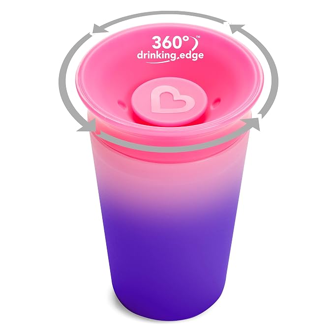 Munchkin® Miracle® 360 Sippy Cup for Toddlers, Color Changes with Cold Drinks, 9 Ounce, Pink