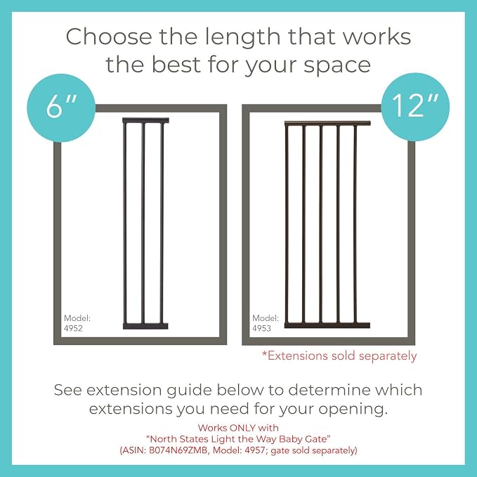 Toddleroo by North States - Light The Way Gate Extension: 12 Inch Baby Gate Extension - Add Up to 3 Extenders - Matte Bronze