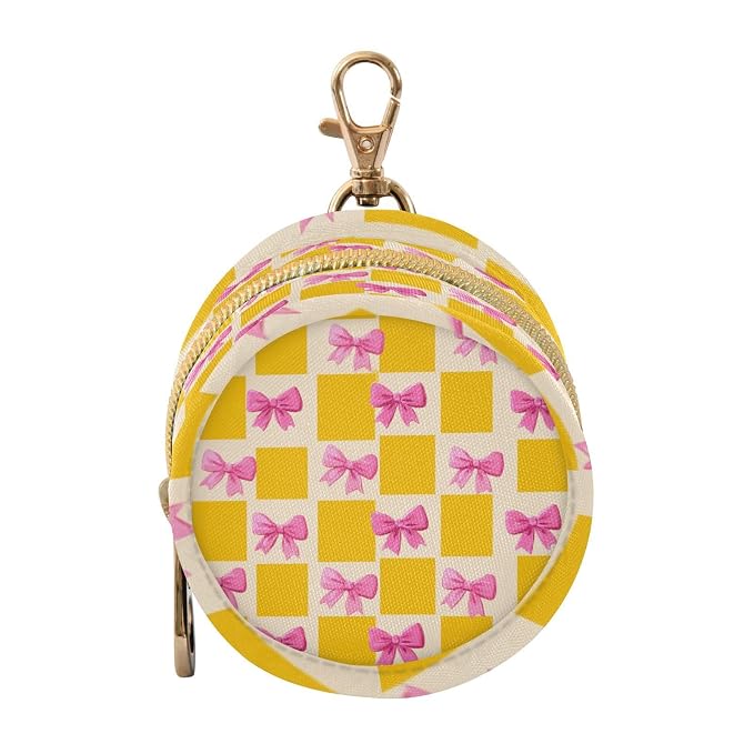 Pacifier Holder with Clip Pacifier Case for Diaper Bag Round Baby Pacifier Pouch Box Bag Portable Yellow White Checkerboard Butterfly Bow01