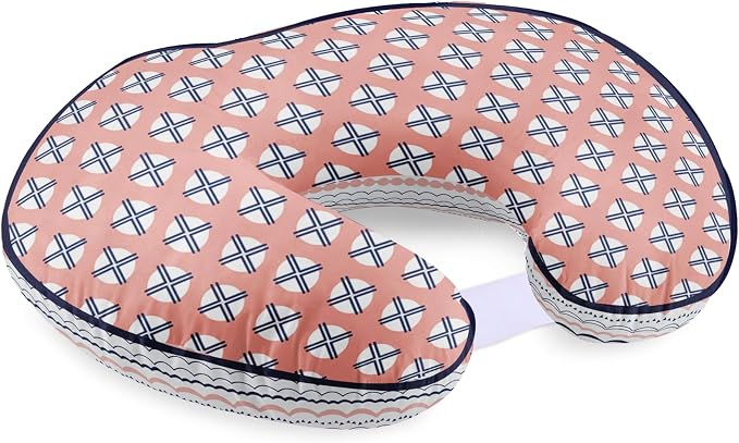 Bacati - Tribal Hugster Nursing Ultra-Soft 100% Cotton Fabric in a Fashionable Two-Sided Design, Fits All Hugster Nursing Pillows (Coral/Navy, Nursing Pillow Cover Only)