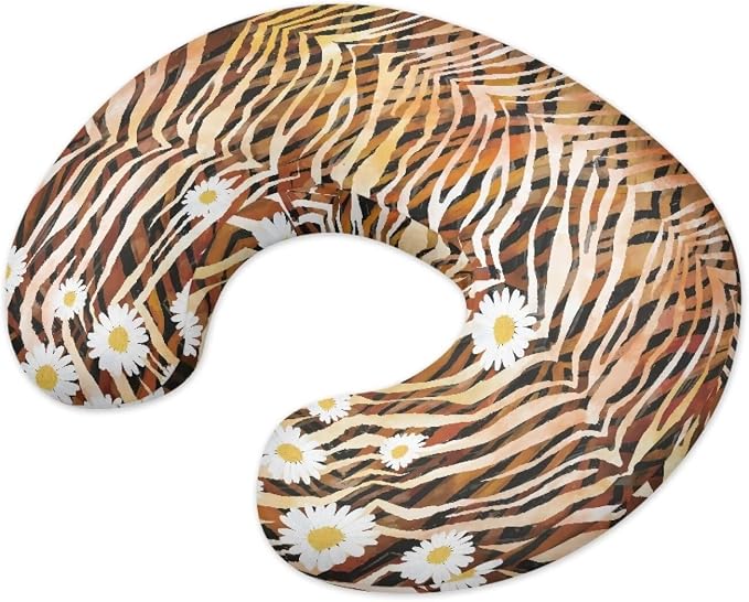 Zebra Skin Daisy Nursing Pillow Detachable Newborn Original Breastfeeding Slipcover Case and Positioner U-Shaped Head Support Protector Cushion Essential with Hidden Zipper Easy Care