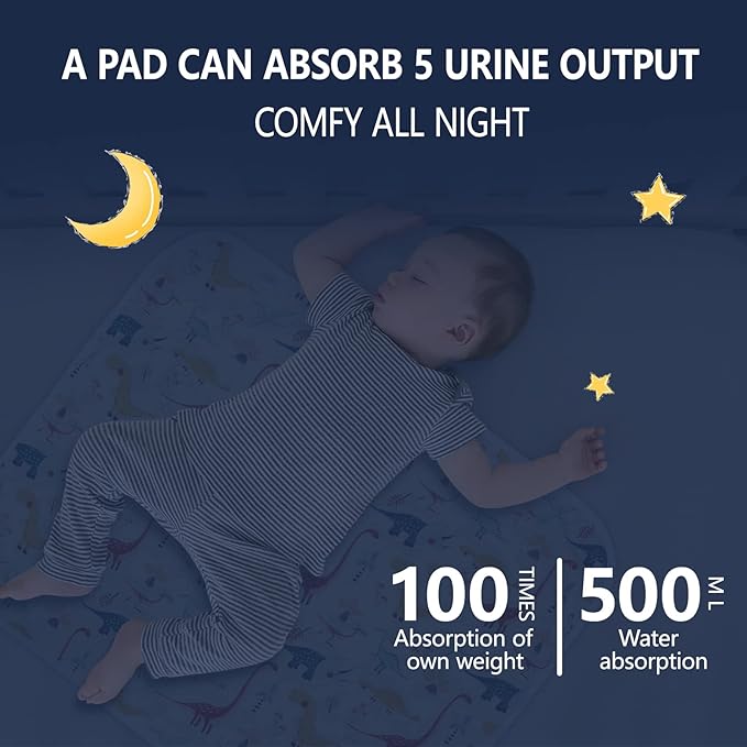 2 Pack Baby Changing Pad, Diaper Changing Mat for Dresser, Crib, Travel, 100% Cotton Surface, Breathable & Waterproof, Shower Gift for Newborn Boys, Extra Large 24" x 30", Dinosaur Black Star