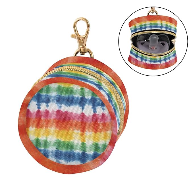 Pacifier Holder with Clip Pacifier Case for Diaper Bag Round Baby Pacifier Pouch Box Bag Portable Colorful Tie Dye Stripes
