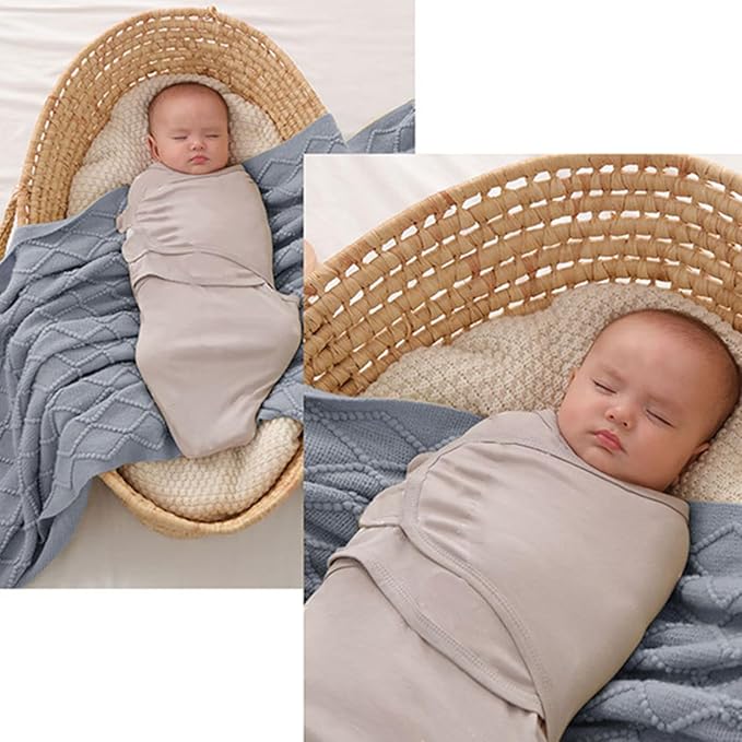 insular Baby Swaddle Wrap, Swaddle Blanket for Newborn and Infant, Adjustable Swaddling Set for Boy and Girl, Soft Cotton Baby Sleep Sack 3 Pack, Clouds, Medium(3-6 Month)