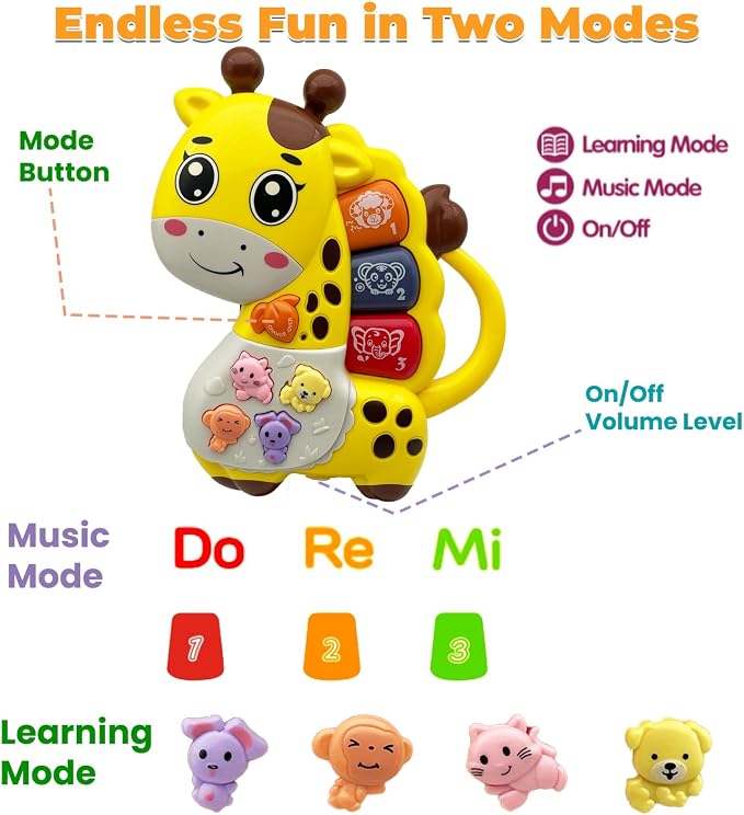 Baby Piano Toy, 6-12 Months Light Up Musical Baby Toys for 0 3 6 9 Months, Early Learning Educational Boys Girls Gifts (Giraffe)