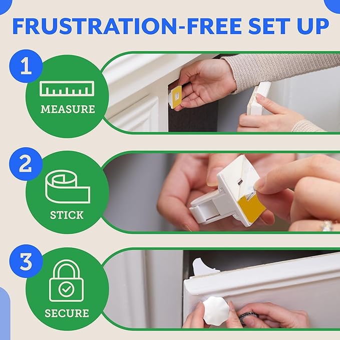 Magnetic Cabinet Locks for Babies (6 Pack Locks with 2 Keys), Eco Baby Baby Proofing Cabinet Locks, Child Locks for Cabinets Drawers Doors, Easy Installation No Tools Required