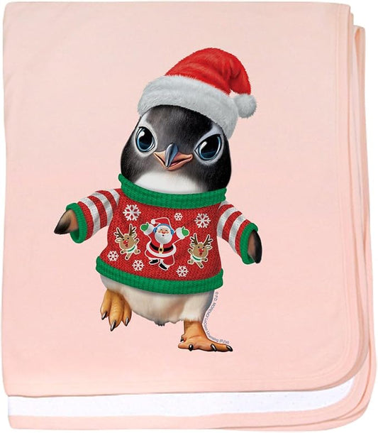 CafePress PD Moreno's Christmas Penguin Baby Blanket, Super Soft Newborn Swaddle
