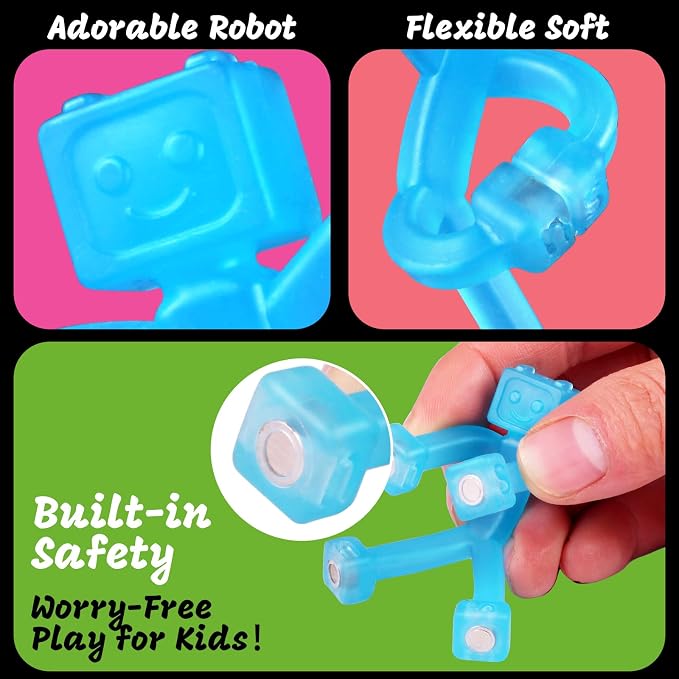 6 pcs Magnetic Travel Toys for Kids, Creative, Portable and Educational, Magnetic-People-Magnet-Men: Cute Robot & Funny Magnets, Small Fidget Toys for Classroom Prizes, Easter Egg Stuffers, Office