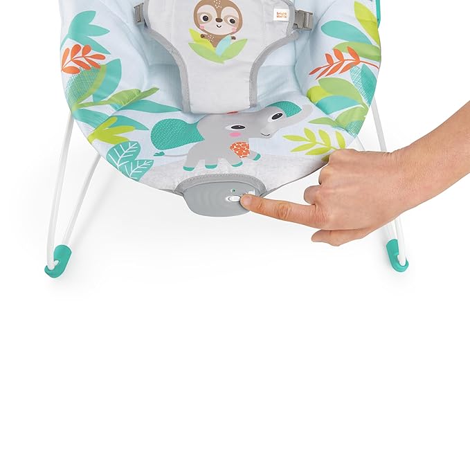 Bright Starts Baby Bouncer Soothing Vibrations Infant Seat - Removable -Toy Bar, Nonslip Feet, 0-6 Months Up to 20 lbs (Rainforest Vibes)