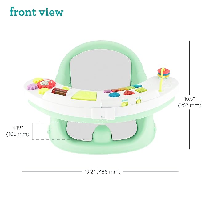 Infantino Music & Lights 3-in-1 Discovery Seat & Booster, Toddler Booster Seat for Dining Table or Kitchen Chair, Baby Activity Center & Snack Tray, Mint