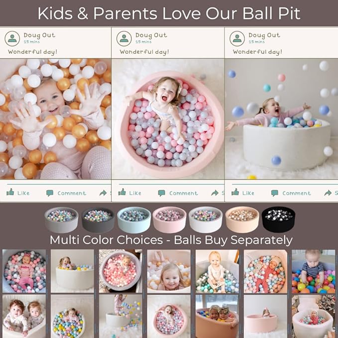 Wonder Space 35" Premium Kids Foam Ball Pit, CPSIA-Certified Safe Soft Play Pool for Toddlers, Baby Indoor Nursery Playpen, Ideal Gift for Boys & Girls (Beige)