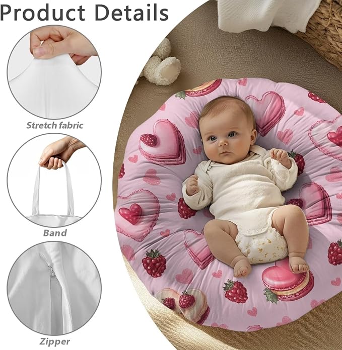 Heart Nursing Pillow Cover Breastfeeding Pillow Slipcover for Baby Boys & Girls Nursing Pillow Case for Newborn Soft Fabric Fits Snug On Infant Pillow Not Included
