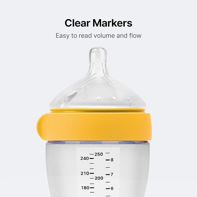 Comotomo Silicone Baby Bottle Gen 2 – 2026 Release (8oz) – Soft, Wide-Neck Bottle for Comfortable Feeding with Dual Anti Colic Vents (Includes Medium Flow Nipples), Yellow