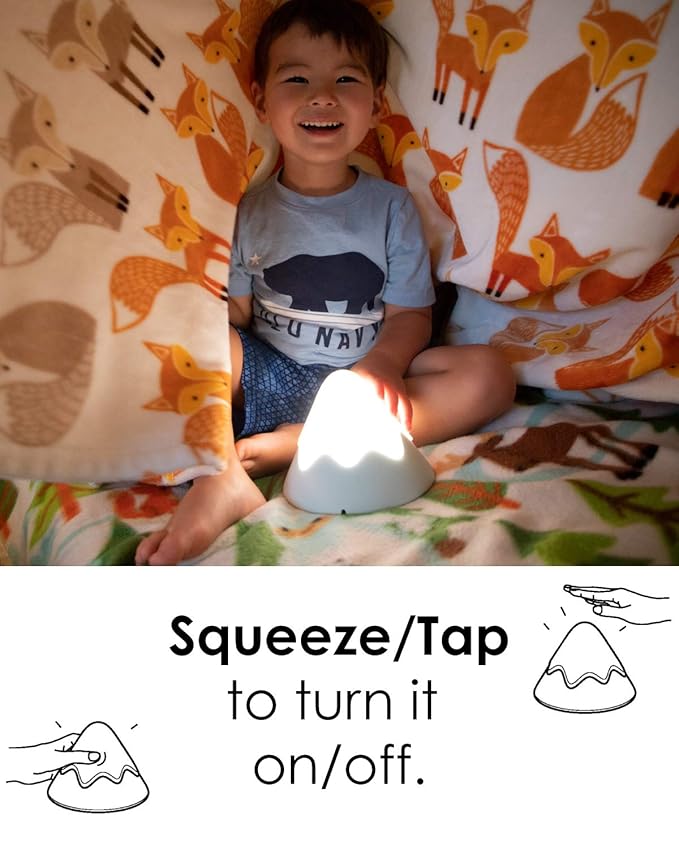 Snow Mountain Baby Night Light, Tap Squeeze Touch Control with Timer, Dimmable, Soft Eye Caring, Rechargeable, Portable, Nursery Night Lamp for Breastfeeding, BPA Free Silicone, kids safe, Gift (Pink)