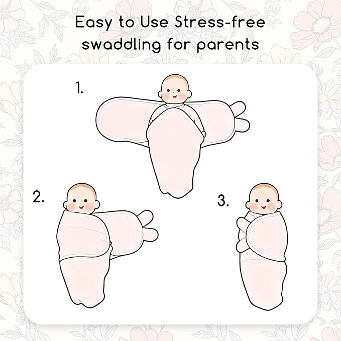 Baby Swaddles for Newborn Organic Cotton,Soft & Snug Newborn Velcro Swaddle 3-6 Months Sleep Sack Helps Calm Startle Reflex, 2-Pack Wrap Nursery Swaddling Blankets Retro Floral