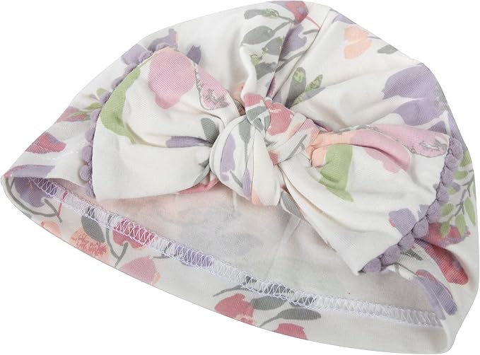 Baby Cotton Swaddle Blanket Wrap with Headband or Hat Set for Baby Girls, Boys Newborns and Infants 0-6 Months (Colorful Blooms)