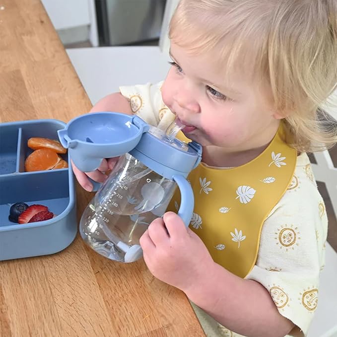 LITTLE RAWR Baby's First Sippy Cup with Weighted Silicone Straw, Leak Proof, Spill Proof, Easy Grip Straw Cup for for Babies 6m+ to Toddlers, BPA Free, Dishwasher Safe, 11oz/320ml (Purple Fox)