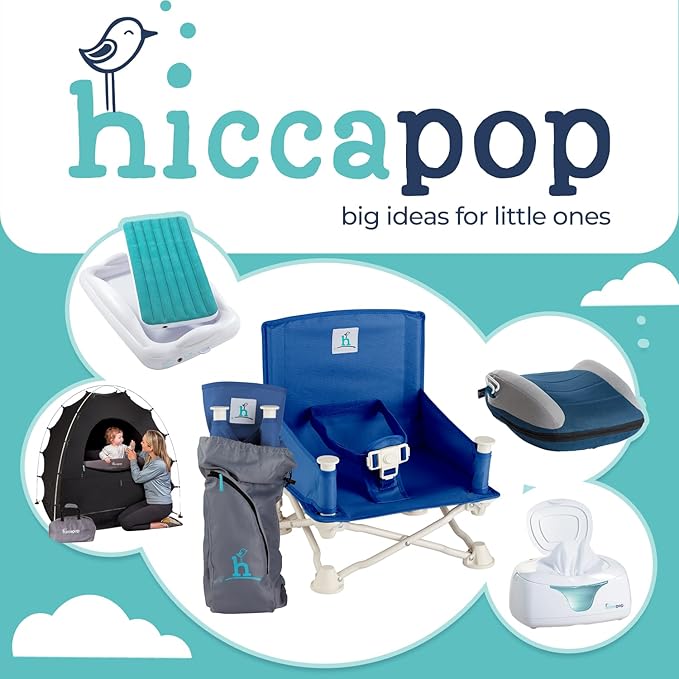 Hiccapop OmniBoost Travel Booster Seat with Tray for Baby | Folding Portable Baby Booster Seat for Dining Table, Camping, Beach, Grandma?™s | Tip-Free Design Straps to Kitchen Chairs - Booster Chair