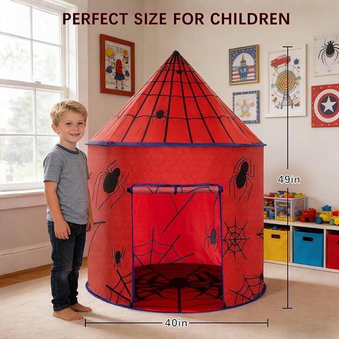 Kids Play Tent with Ventilation Window - Foldable Indoor Outdoor Playhouse, Pop Up Tent for Kids Ages 3-8, Great Gift Idea for Boys and Girls, Role Play Birthday, Reading Corner