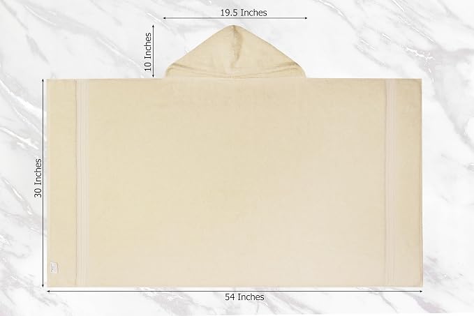 ORIGINAL KIDS Hooded Bath Towel Wrap - 2 Pack - Ultra Soft 100% Cotton Terry Large Oversized Hooded Kids Towel - Shower Pool Beach - 579 GSM Absorbent Quick Dry Plush Gift - 30 x 54 - Ivory