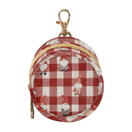 Pacifier Holder with Clip Pacifier Case for Diaper Bag Round Baby Pacifier Pouch Box Bag Portable Red Checkered Cute Gnome