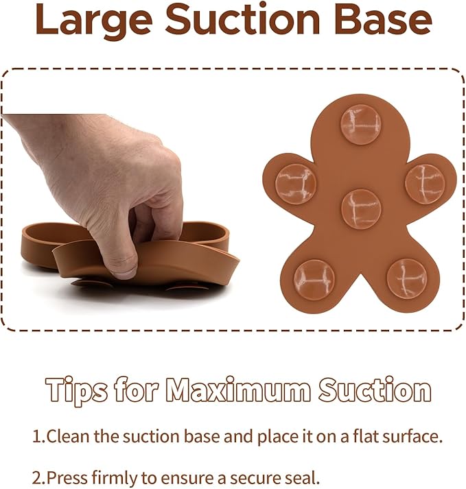 BabyX Baby Silicone Feeder Set, 3-pcs Gingerbread-themed Baby Plate with Suction, Spoon and Fork for Babies Toddler Kids, BPA-Free, Baby Utensils Feeding Supplies, Microwave and Dishwasher Safe