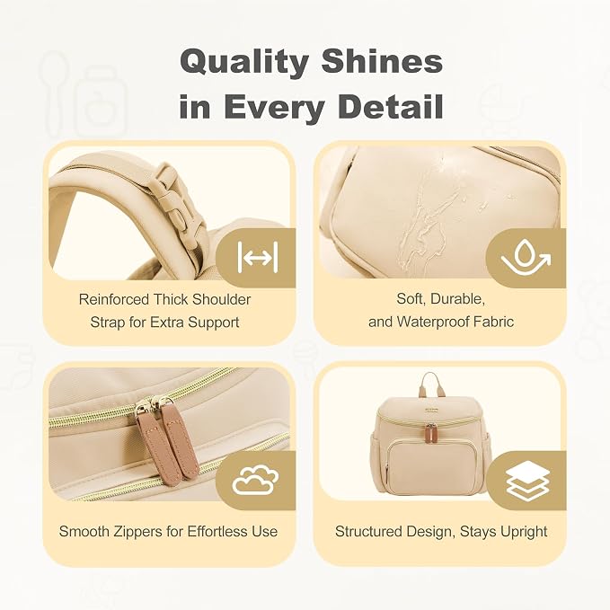Compact Diaper Bag Backpack – Lightweight & Waterproof Baby Bag for Moms & Dads, Includes Changing Pad & Stroller Straps, Small Travel Diaper Backpack for Daily Use –Khaki