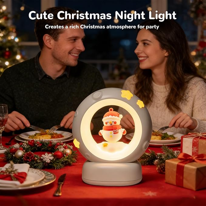 AVEKI Snowman Night Light, Cute Christmas Snowman Lights Gifts for Kids Boys Girls, Dimmable Bedside Touch Lamp for Nursery Kids Room, Christmas Gifts for Your Princess Sweetheart